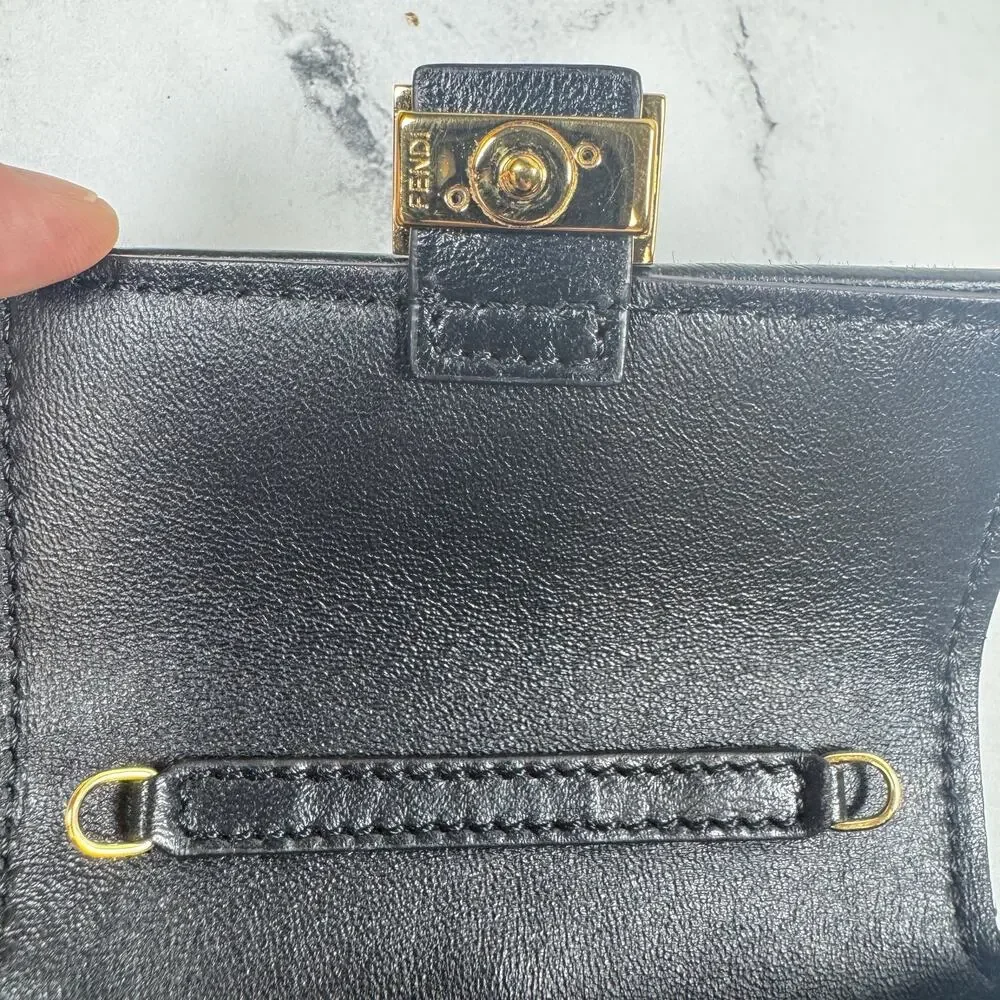 Fendi Zucca Shearling Baguette Charm Nano FF 2022 Crossbody Mini Bag Gold Chain - Picture 12 of 14